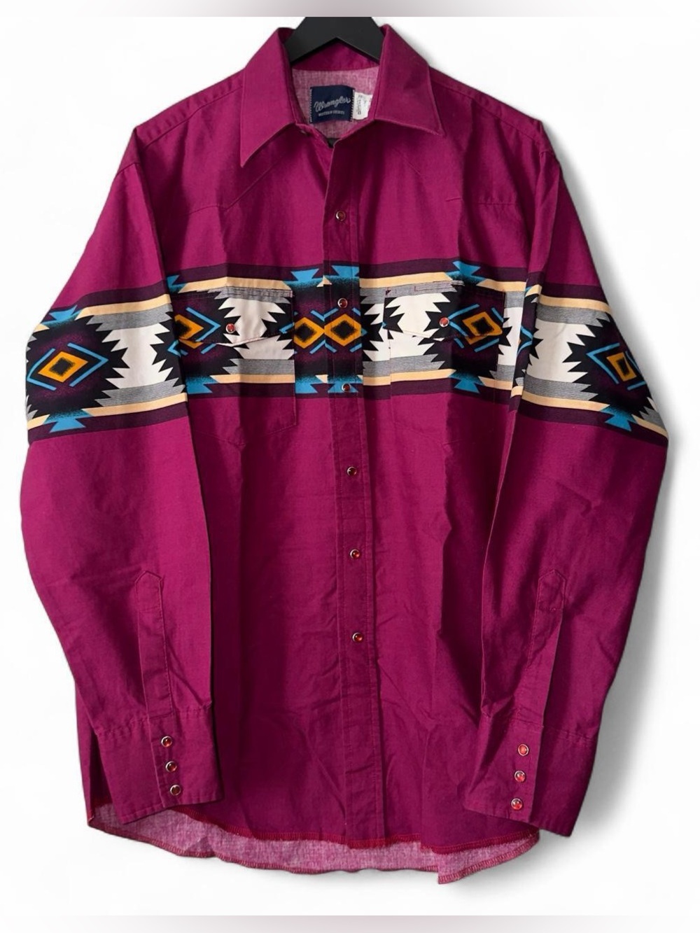 Wrangler Western Shirt Mens Large Purple Aztec Large